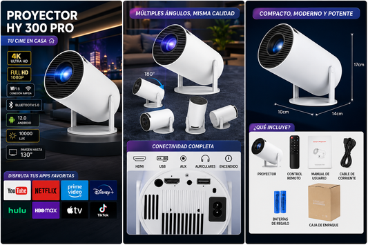 🎬✨Proyector HY300 Pro con Altavoz Integrado + Regalo Especial 🎁 | Cine en Casa en HD